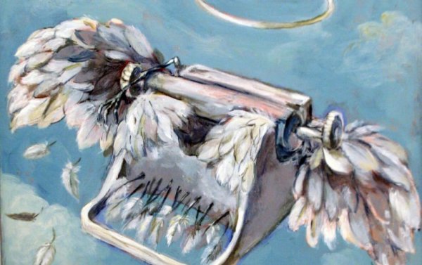 Skrivemaskine med vinger