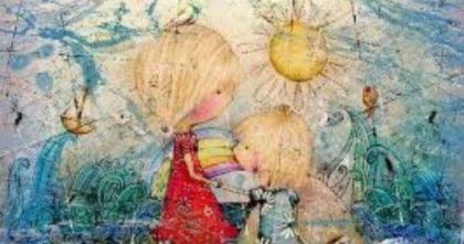 To børn i fantasiland med sol