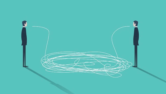 Personer står med lang snor imellem sig for at undgå uudtalte aftaler