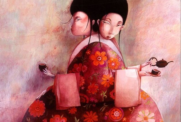 Kinesiske kvinder drikker te