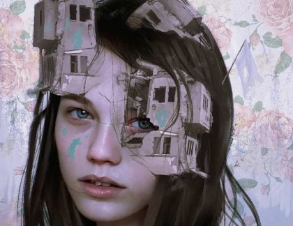 Ansigt med små bygninger på illustrerer, hvordan du kan forbedre dit selvværd