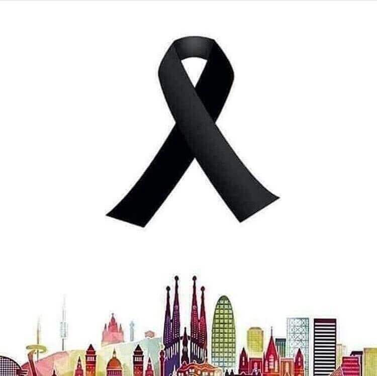 Sort sløjfe symboliserer, at man skal bede for Barcelona, efter de blev offer for terrorisme