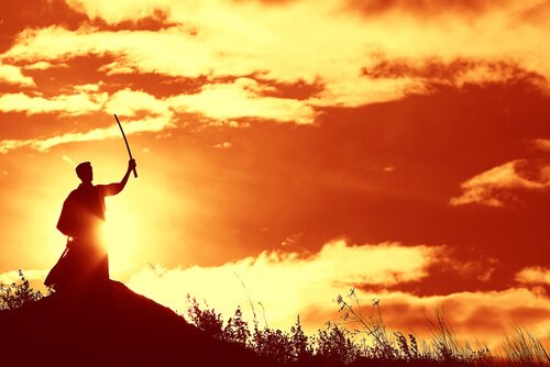 Samurai foran solopgang
