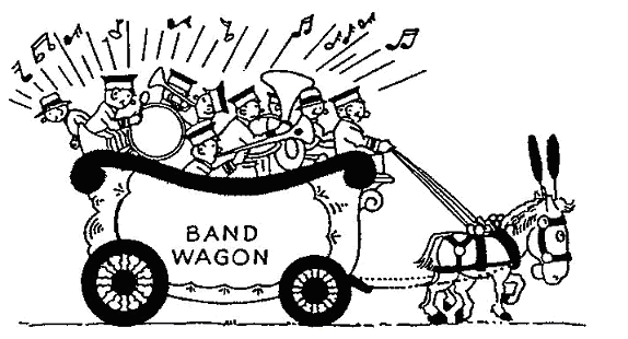 bandwagon effekten illustreret med æsel og orkester