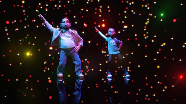 faren er til stede, og hjælper datteren i dansen