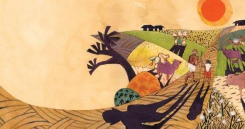 Farverig Indisk billede med Ghandi