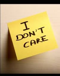 Gul seddel med teksten "I don´t care" illustrerer apati