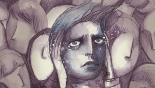 ansigt af person blandt andre