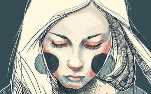 Tegning af en pige der kigger bedrøvet nedaf. Optimistiske personer