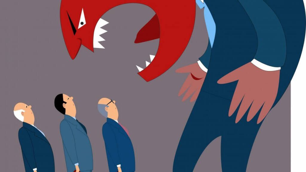 Vred chef råber af ansatte som eksempel på irritable mennesker
