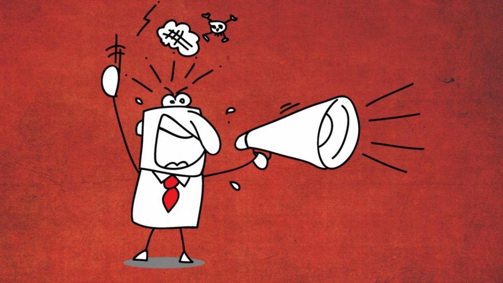 Vred mand råber, da han er eksempel på irritable mennesker