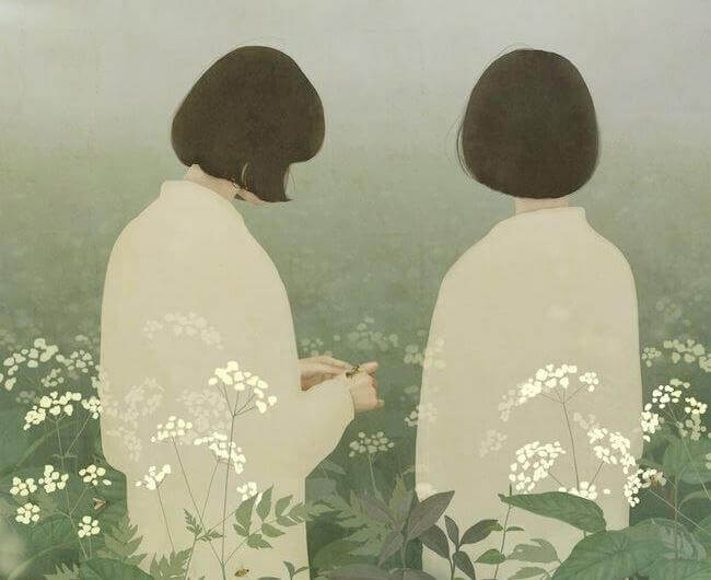 To kvinder på blomstermark