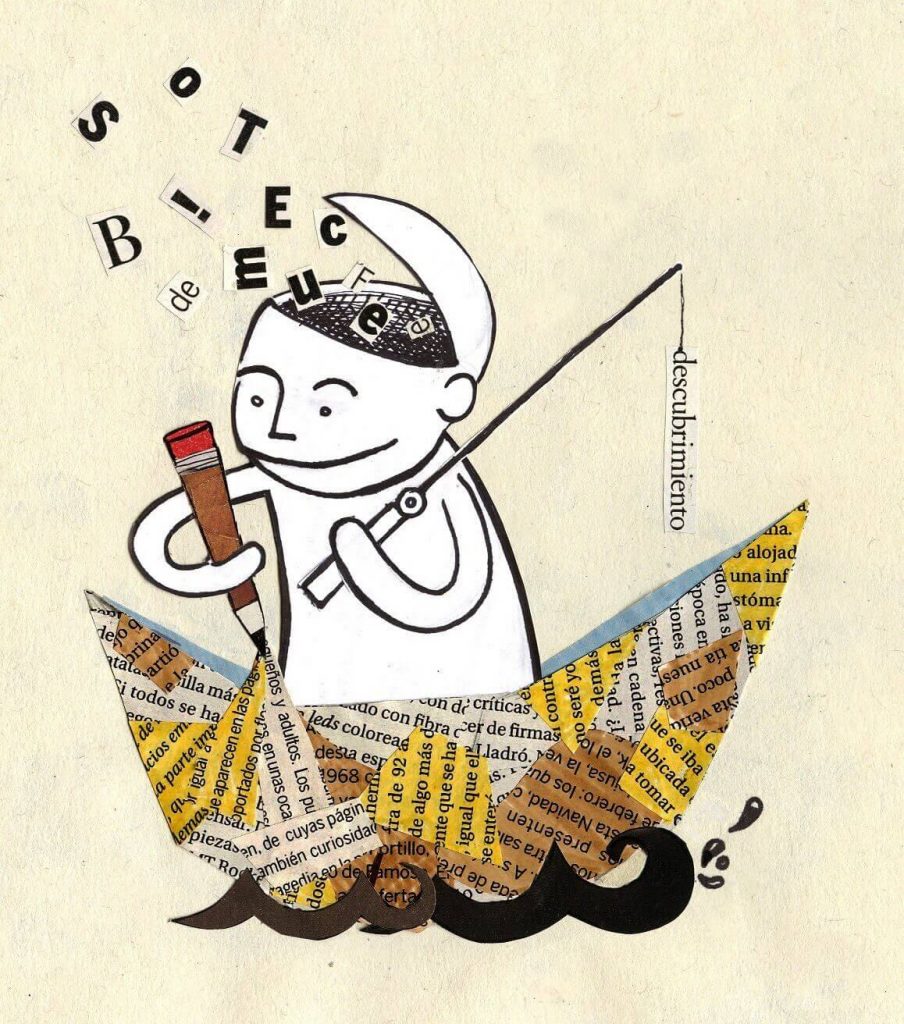 Mand på skib af avispapir