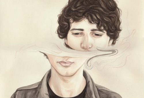 Tegnet dreng med dissociation