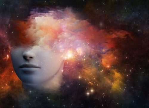 Den nederste del af et hoved i stort univers