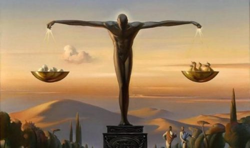 Statue, der balancerer autonomi og heteronomi