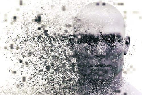 Mands hoved med pletter foran illustrerer en hjerne tsunami