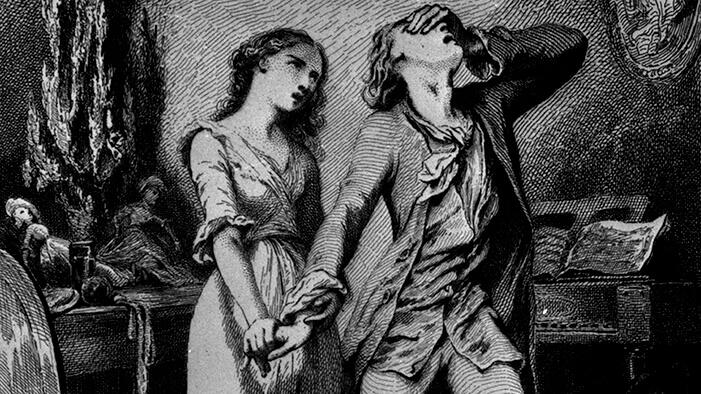 Kobberstik fra et skuespil af Goethe