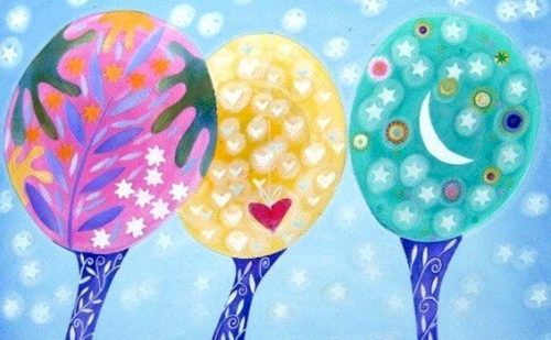 Flotte træer i forskellige farver