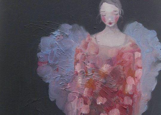 maleri af kvinde med vinger, der prøver at håndtere fortvivlelse