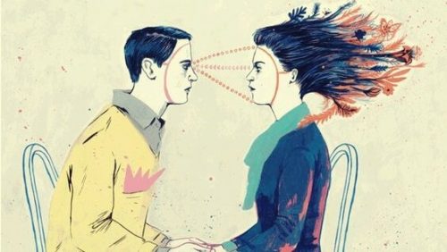 Mand der kigger på kvinde