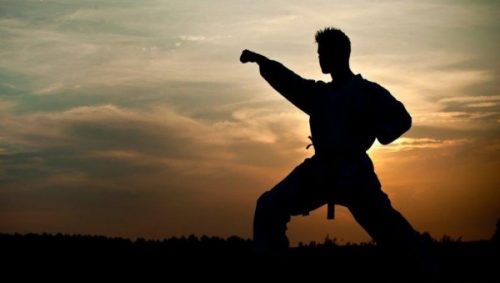 Mand, der træner kampsport