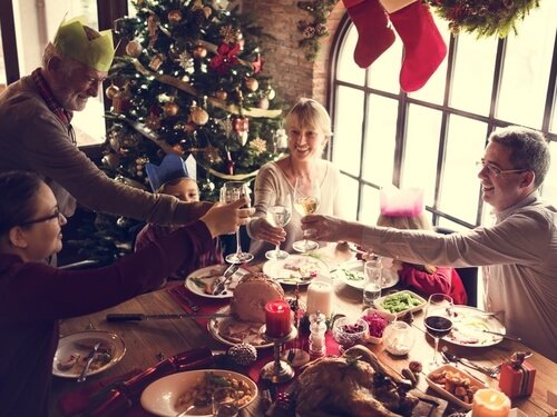 familie, der spiser julemiddag