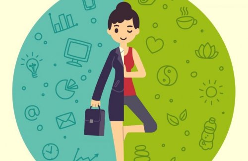 Mediterende forretningskvinde symboliserer at leve i nuet med mindfulness