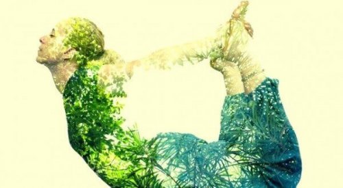 Et omrids af en kvinde i en yoga-position