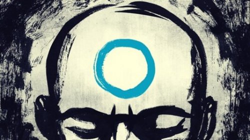 En Zen mester med en cirkel på hovedet symboliserer zen-lektioner om frygt