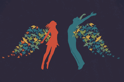 Et par med vinger af fugle