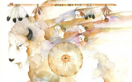 Et maleri af den hvide bøffelkvinde