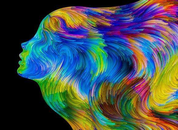 Kvindes silhuet i forskellige farver