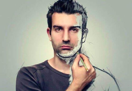 Mand, der tegner sig selv, fordi frygt gør os usynlige og sletter os