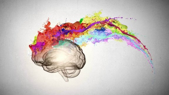 Hjerne med farverig maling illustrerer effekten af neuromarketing