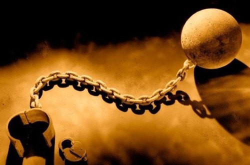 En slavekæde, der symboliserer Hegels herre-slave dialektik
