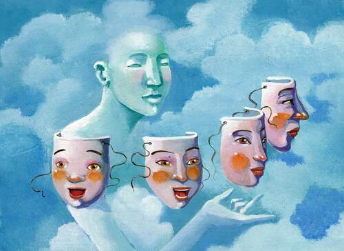 Person i sky med masker illustrerer normopati
