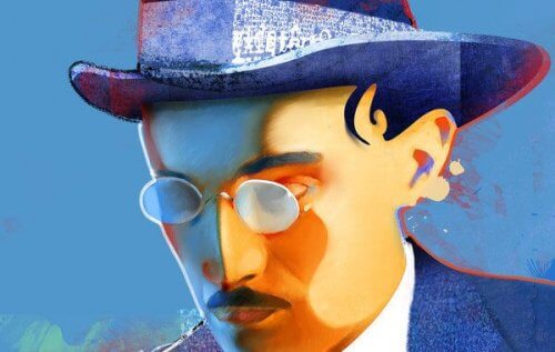 Portræt af Fernando Pessoa, der har skrevet Rastløshedens bog