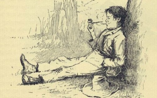 Illustration af Huckleberry Finn