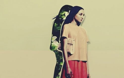 kvinde og hendes skygge symboliserer selvafsløring