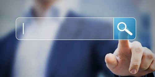 Mand peger på søgemaskine