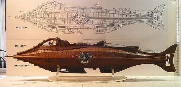 Vernes tegninger af en ubåd