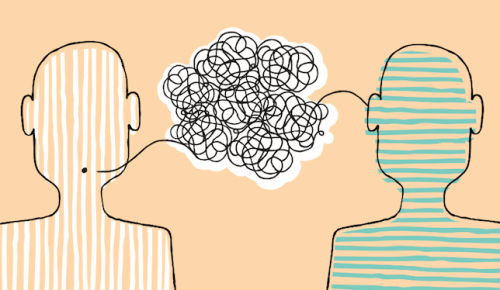 To silhuetter med krusedulle i midten