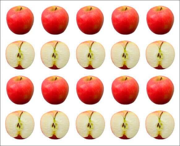 Halve og hele æbler symboliserer statistik