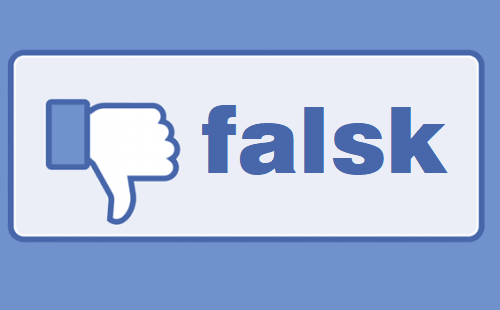 Facebook tekst ændret til falsk som symbol for falske nyheder på sociale medier
