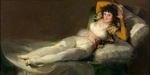 Maleri af en kvinde på en chaiselong 
