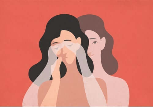 Kvinde tører tårer væk og prøver at slukke sine følelsesmæssige knapper