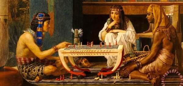 Ramses og Moses. Et maleri af to skakspillere af Lawrence Alma Tadema.