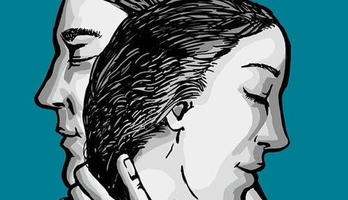 Tegning af silhuet af kvinde og mand er en del af psykologitest til par