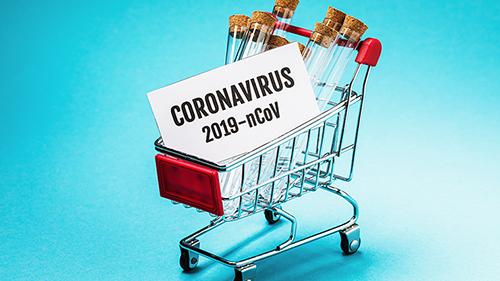 Coronavirus i indkøbskurv